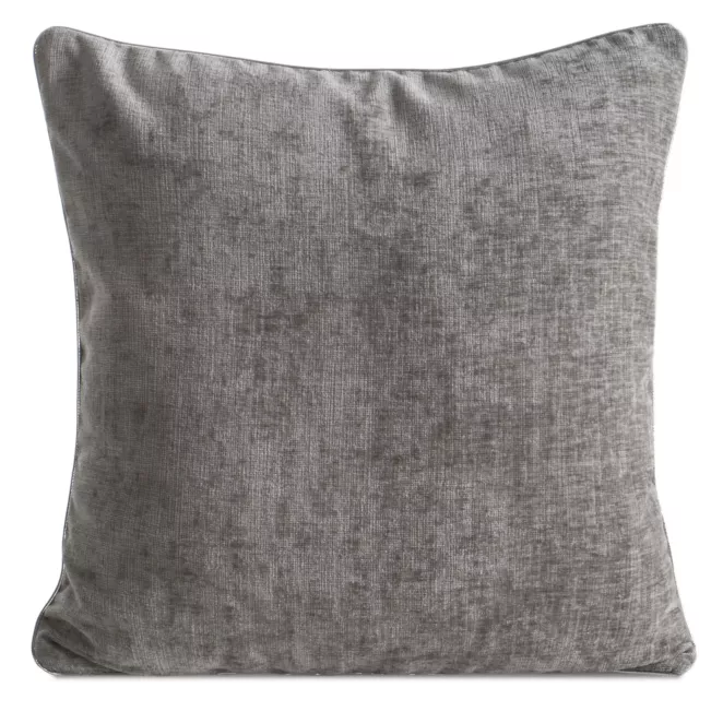 Poszewka na poduszkę 45x45 cm srebrna z szenilowej tkaniny zdobiona ozdobnym sznurem CARA