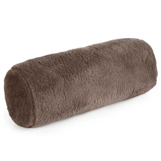 Poduszka wałek 15x45 cm beżowy z miękkiej futrzanej tkaniny  NINA