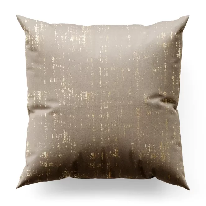 Poszewka szyta srebrno złocista z miękkiej tkaniny o strukturze weluru z połyskliwym nadrukiem