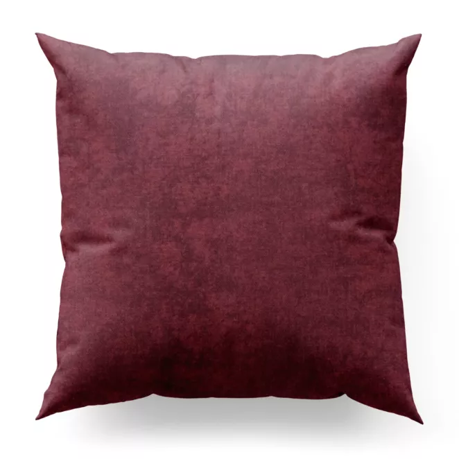 Poszewka szyta bordowa z miękkiej tkaniny szenilowej typu dimout o naturalnym splocie