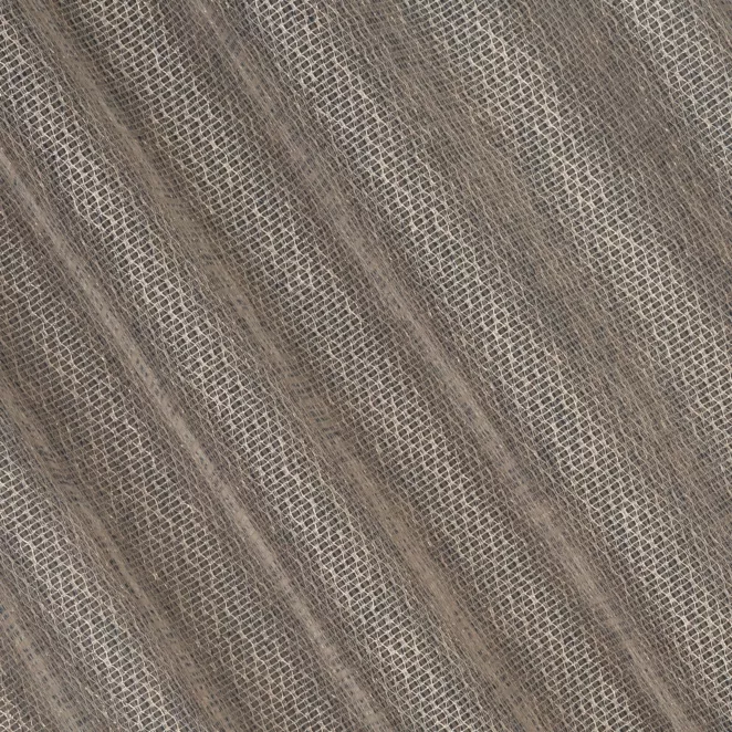 M221/3 Firana szyta na taśmie 5 cm brązowa z siatki tkanej w drobny wzór, przetykanej błyszczącą nicią, wykończona obciążnikiem Italissima Eva Minge