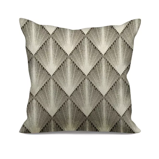 Poszewka szyta czarno złota z tkaniny w elegancki geometryczny wzór z błyszczącą nicią