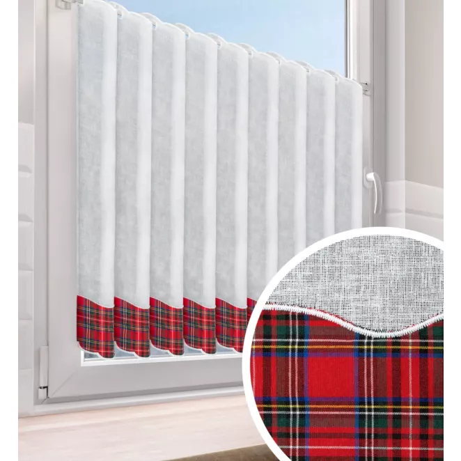 Tkanina firanowa zazdrostka, etamina z motywem świątecznej kraty