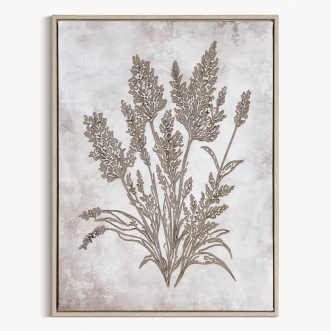 Obraz beżowo, brązowy nadruk na płótnie z motywem roślinnym 45x60 cm