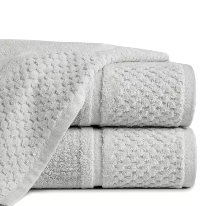 Ręcznik do rąk 30x50 cm bawełniany kolor stalowy z efektowną bordiurą 550 g/m2 IBIZA