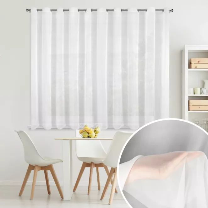 Firana biała z gładkiego matowego woalu 300x160 cm przelotka LUCY