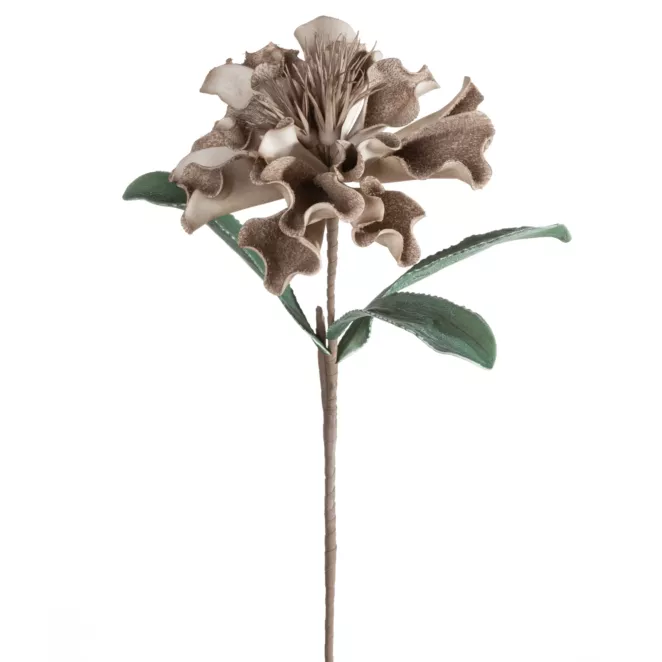 Kwiat sztuczny ciemnobeżowy z plastycznej pianki foamiran 75 cm
