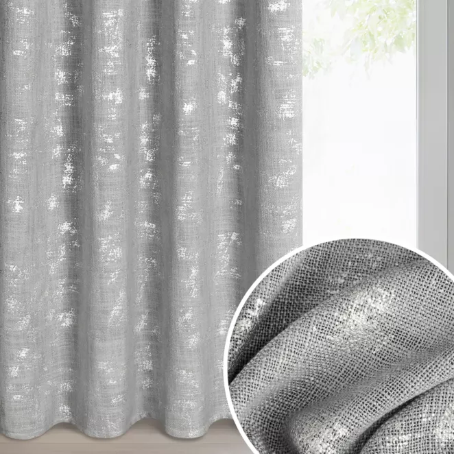 Zasłona srebrna w stylu eko 140x250 cm przelotka - SOLANA