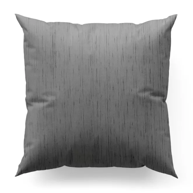 Poszewka szyta grafitowa z tkaniny welwetowej w pionowe prążki, wykończona obciążnikiem