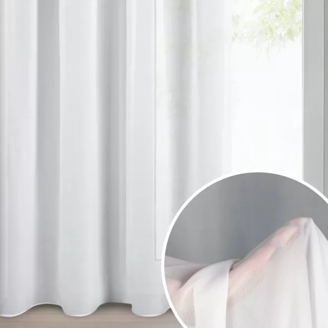 Firana biała z gładkiej matowej tkaniny szyfonowej 140x250 cm przelotka DALIA