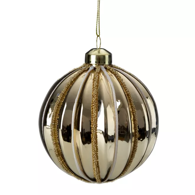 Szklana bombka choinkowa ręcznie zdobiona z wytłaczanym wzorem