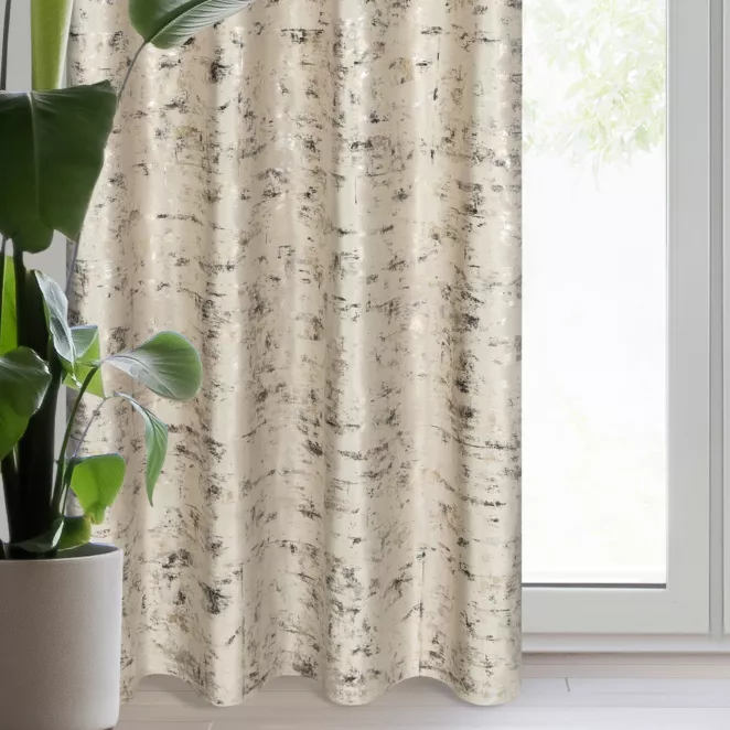 Zasłona beżowo, złocista zdobiona marmurkowym wzorem, welwetowa 140x250 cm przelotka TAMI