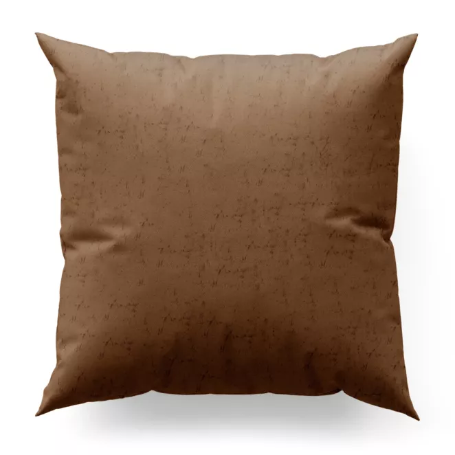 Poszewka szyta jasnobrązowa z miękkiej tkaniny welwetowej z efektem kreszowania, wykończona obciążnikiem
