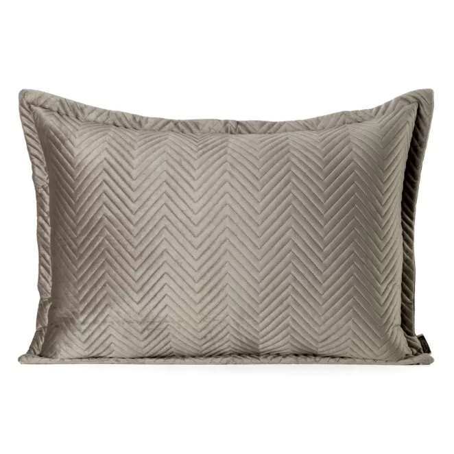 Poszewka na poduszkę 50x70 cm welwetowa, brązowa pikowana w jodełkę metodą hot press SOFIA Eurofirany Premium