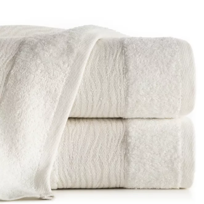 Ręcznik kąpielowy 70x140 cm bawełniany kolor kremowy z błyszącą bordiurą AMBER