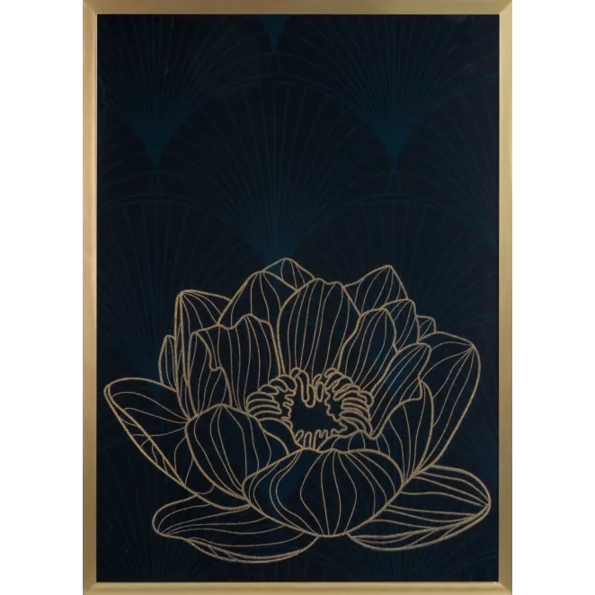 LIMITED COLLECTION Obraz LOTOS 8 ze złotym błyszczącym nadrukiem w złotej ramie