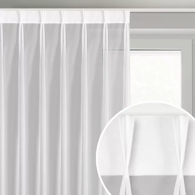 Firana biała z woalu 80x270 cm (wymiar podany na gotowo) z systemem flex - LUCY