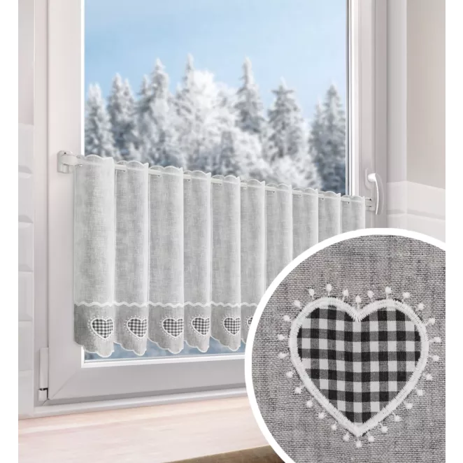 Tkanina firanowa zazdrostka zdobiona haftem