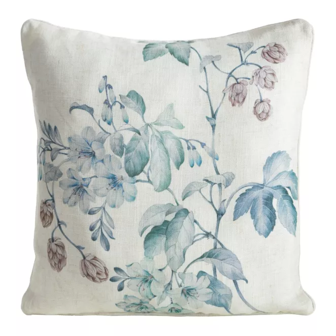 Poszewka na poduszkę 45x45 cm o strukturze lnu z lamówką naturalna, jasnoniebieska LEN