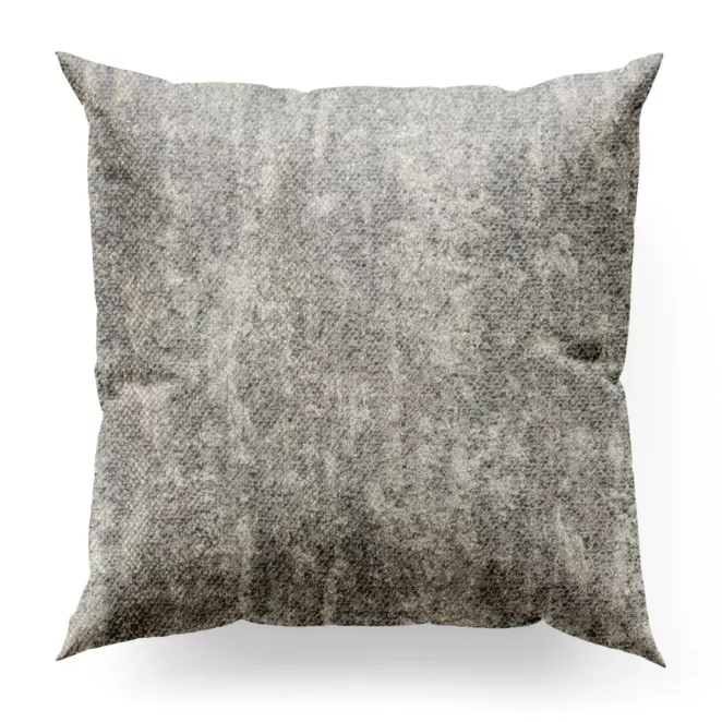 Poszewka szyta popielato złota z tkaniny o grubym, naturalnym splocie z delikatnym połyskiem