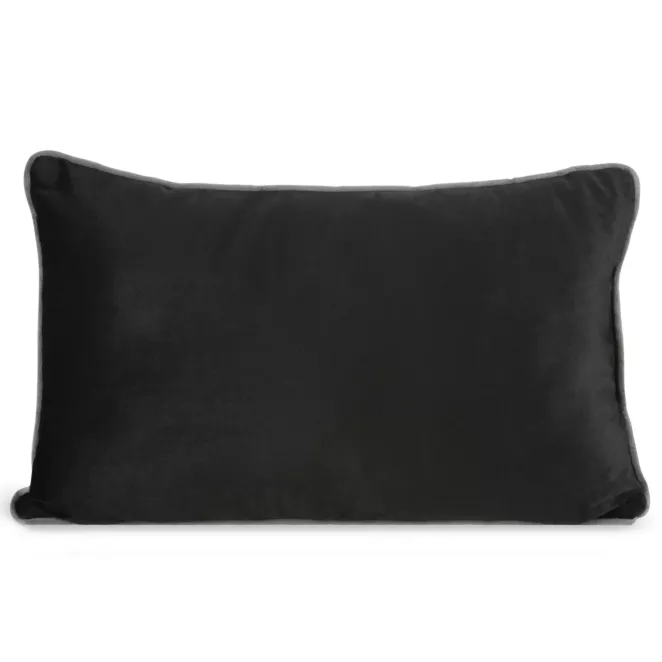 Poduszka 30 x 50 cm welwetowa czarna zdobiona kontrastującą wypustką na brzegach MELIA EUROFIRANY PREMIUM