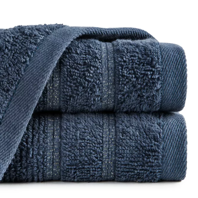 Ręcznik do rąk 30x50 cm bawełniany kolor granatowy w błyszczące paseczki AMIRA