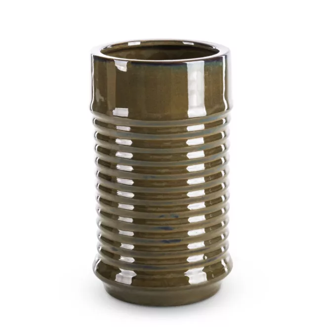 Wazon ceramiczny SAMI minimalistyczny, o kształcie walca ze żłobieniami