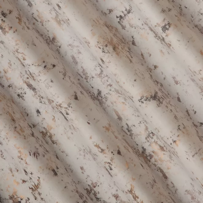 E23/2 Zasłona szyta na taśmie 5 cm kremowo złota z grubej, matowej tkaniny welwetowej z połyskliwym nadrukiem Italissima Eva Minge