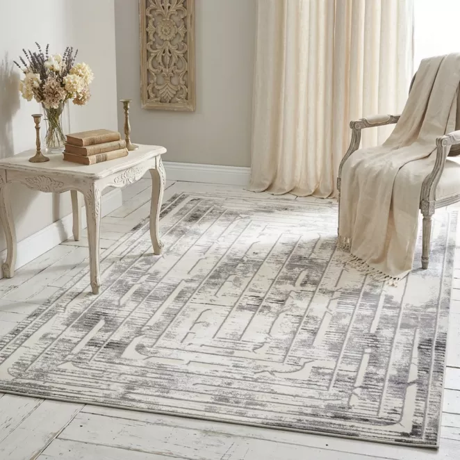Dywan 60x100 cm stalowo, kremowy zdobiony designerskim wzorem MONACO 1
