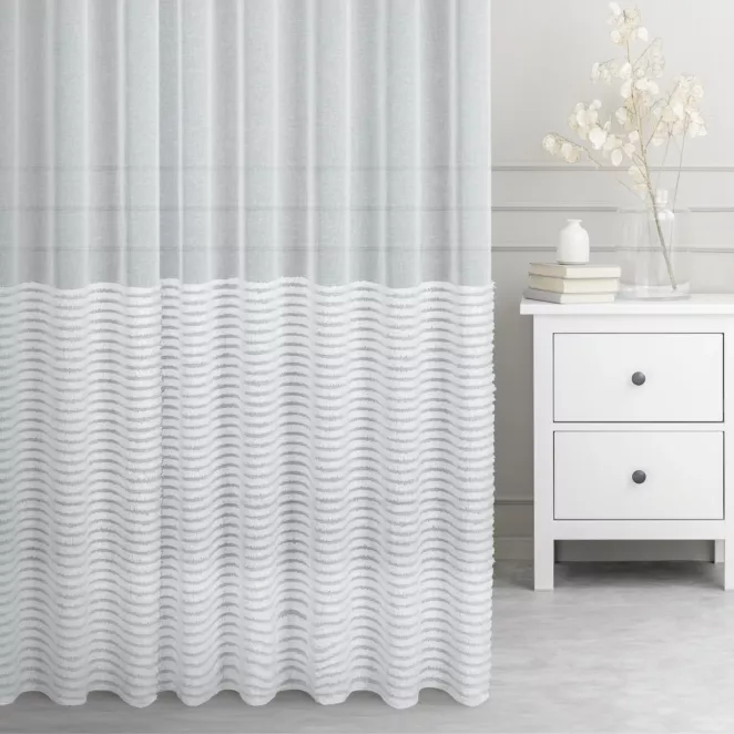 Firana szyta na taśmie 5 cm naturalna z matowej etaminy z szerokim pasem miękkich frędzli