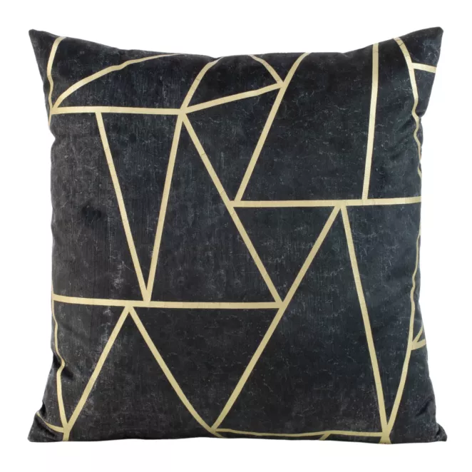 Poszewka na poduszkę 45x45 cm welwetowa grafitowa z nadrukiem geometrycznym BLINK 29