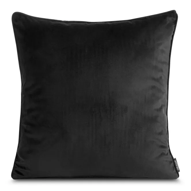 Poszewka na poduszkę 45x45 cm z miękkiego welwetu czarna wykończona lamówką MADIE