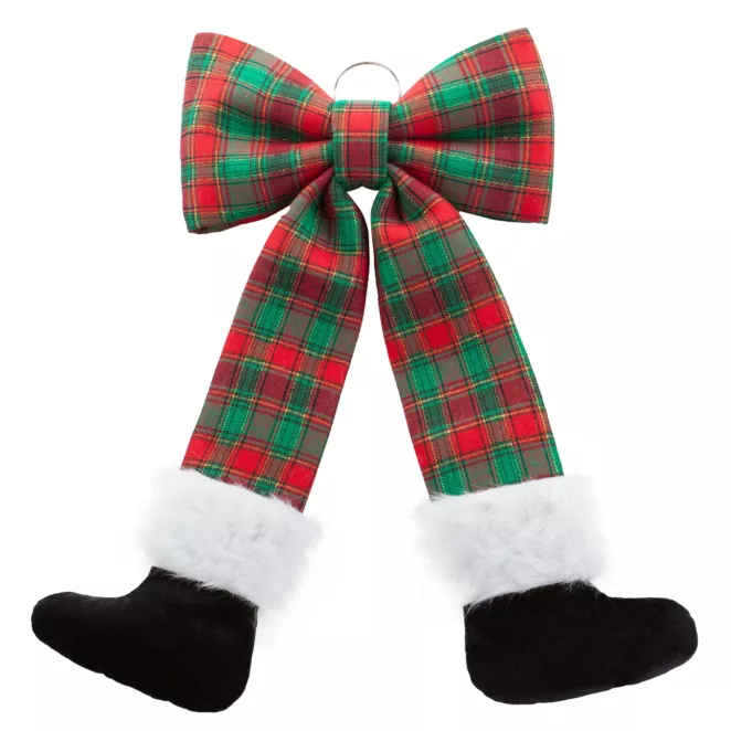 Dużą kokarda z motywem kraty z uroczymi butami