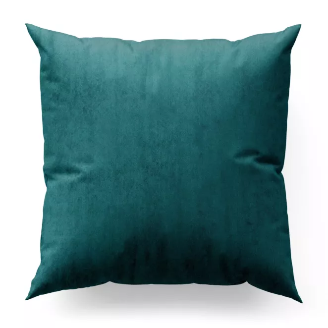 Poszewka szyta SAFARI turkusowa z miękkiej welwetowej tkaniny z połyskiem