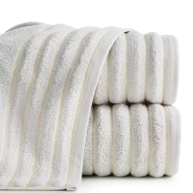 Ręcznik kąpielowy 70x140 cm bawełniany kolor srebrny z błyszczącą bordiurą 500 g/m2 NADINE