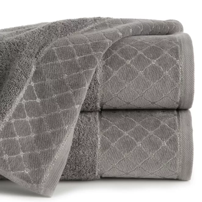 Ręcznik kąpielowy 50x90 cm bawełniany kolor grafitowy z miękką szenilową bordiurą 520 g/m2 MARTHA