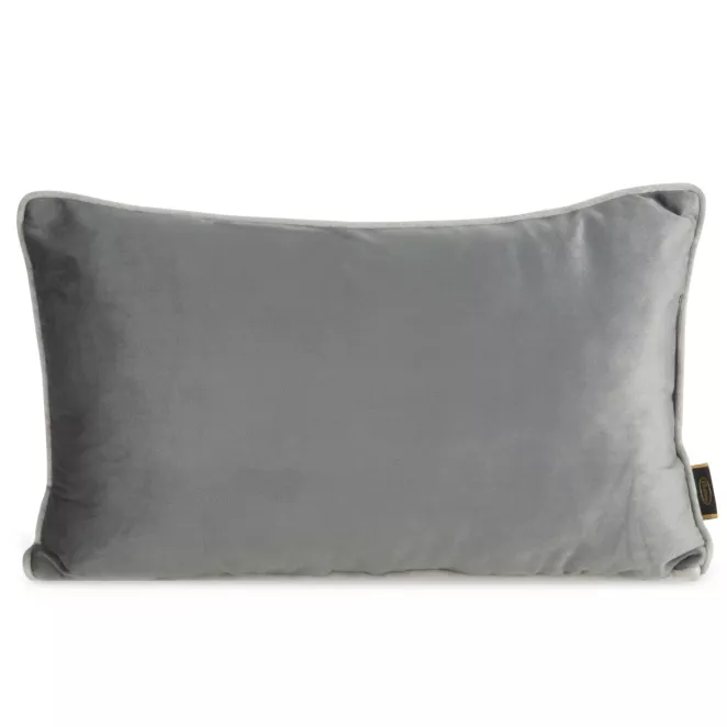 Poduszka 30 x 50 cm welwetowa stalowa zdobiona kontrastującą wypustką na brzegach MELIA EUROFIRANY PREMIUM