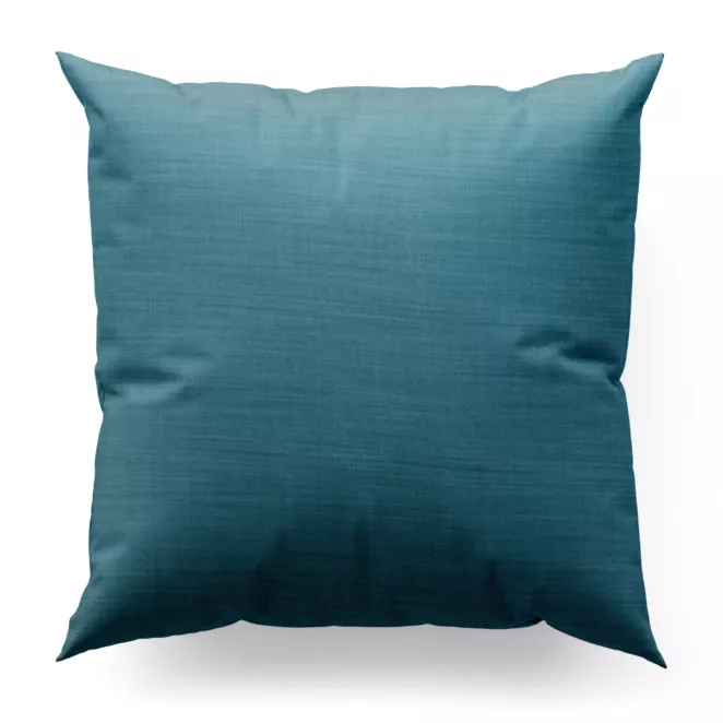 Poszewka szyta turkusowa z miękkiej tkaniny o naturalnym splocie w stylu ekologicznym
