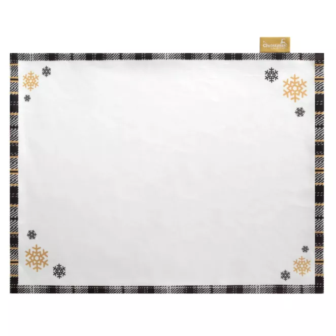 Komplet podkładek 4 szt 30x40 cm biały welwetowy ANGEL z motywem świątecznym