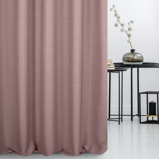 Zasłona szyta na taśmie 5 cm ciemnoróżowa z miękkiej tkaniny o naturalnym splocie w stylu ekologicznym