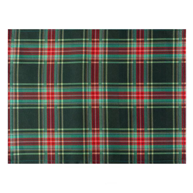 Komplet serwetek świątecznych na stół 4 szt 30x40 cm czerwono, zielony bawełnianych zdobionych szkocką kratą AURORA