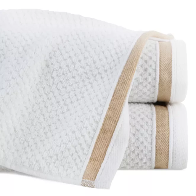 Ręcznik do rąk 30x50 cm bawełniany kolor biały w pasy 500 g/m2 MADLEN