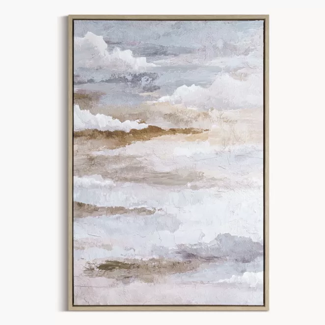 Obraz jasnoniebieski, brązowy abstrakcyjny nadruk na płótnie 60x90 cm