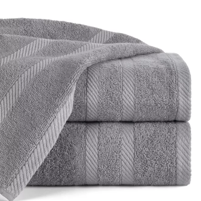 Ręcznik kąpielowy 100x150 cm bawełniany kolor stalowy z ozdobną bordiurą 500 g/m2 MILO