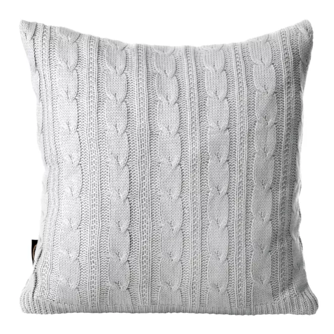 Poszewka na poduszkę 45x45 cm srebrna z drobnym plecionym wzorem AKRYL 5