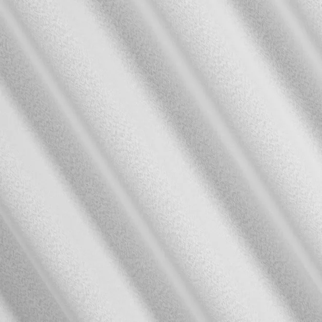 P278/3 Firana szyta na taśmie 5 cm biała z tkaniny z efektem deszczyku i lekkim połyskiem, wykończona obciążnikiem