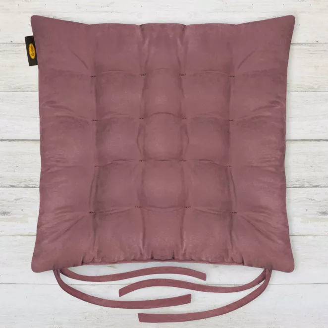 Poduszka na krzesło 40 x 40 x 6 cm  welurowa wrzosowa z szesnastoma pikowaniami ADORE