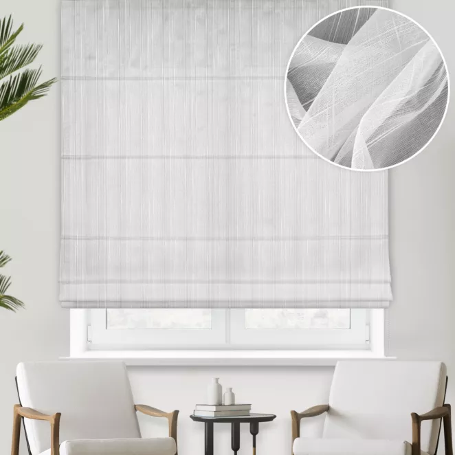 Roleta rzymska biała z matowej, delikatnej tkaniny