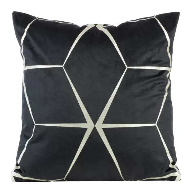 Poszewka na poduszkę 45x45 cm welwetowa czarna z nadrukiem geometrycznym BLINK 28