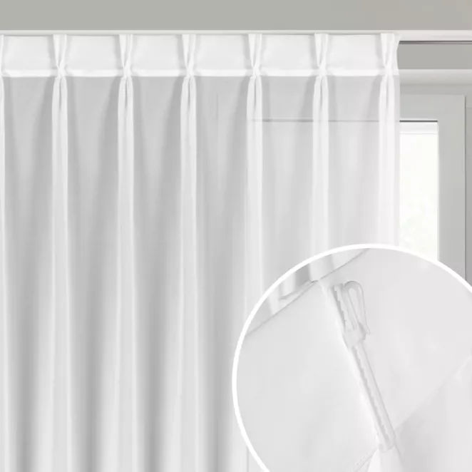 Firana biała z szyfonu 230x270 cm (wymiar podany na gotowo) z systemem flex - RUBY